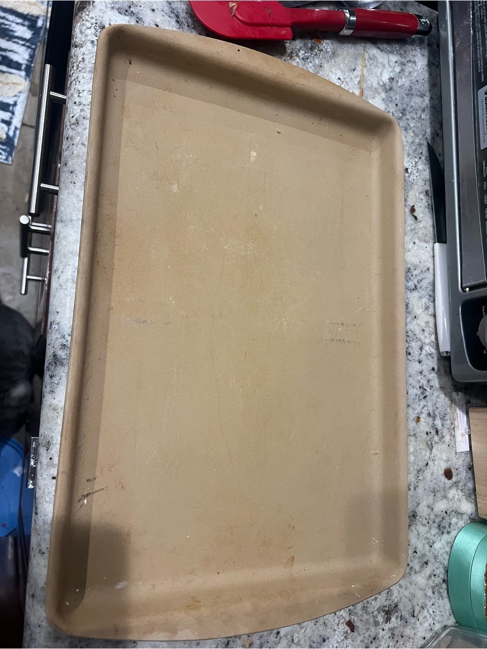 Pampered Chef stoneware beige bakeware cookie sheet large size